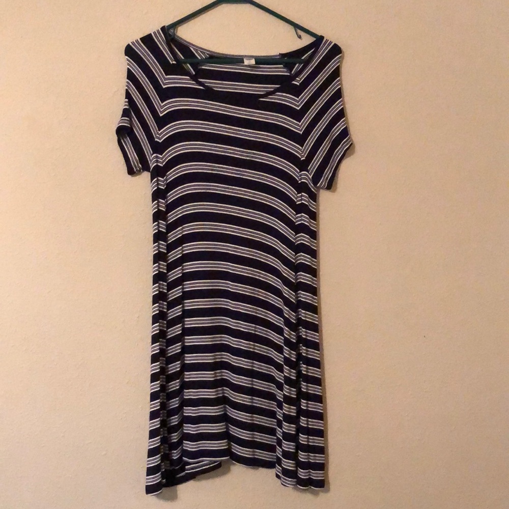 Navy and white stripe t shirt dress